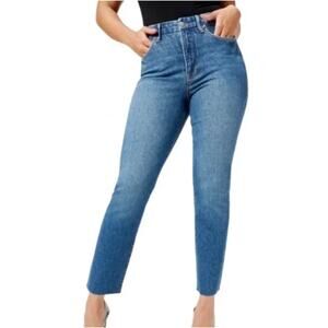 Good American Womens Good Classic High Rise Jeans Raw Hem Size 2 Waist 26
